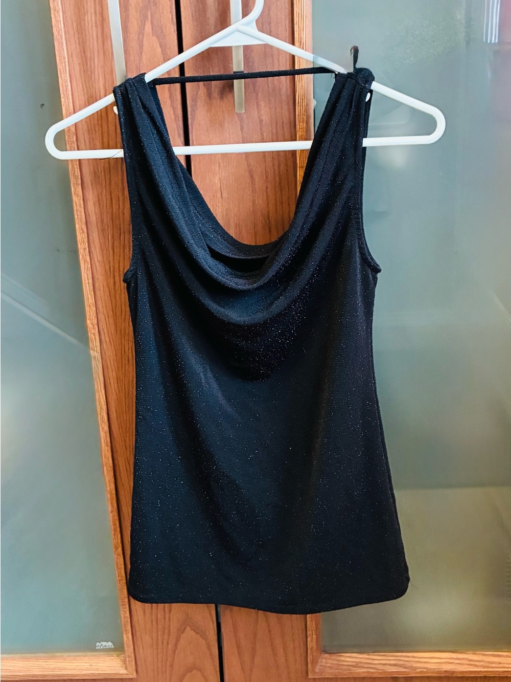 Jennifer Lopez Black Sparkle Cowl Neck Camisole